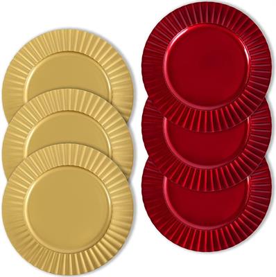 SOTTOPIATTO  TONDO PVC D.33 BORDO RIGATO ORO