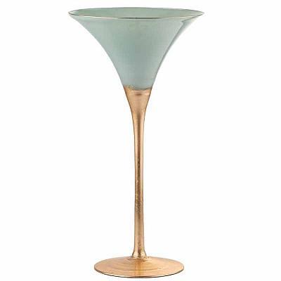 VASO VETRO MARTINI H.45 VERDE SALVIO GOLD