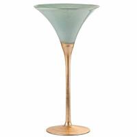 VASO VETRO MARTINI H.45 VERDE SALVIO GOLD