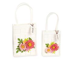 SET 2 CESTINI SHOPPER  IN PANNO CON FIORI H.26