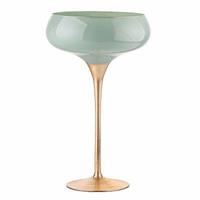 VASO VETRO COPPA D.28 H.40 VERDE SALVIO GOLD