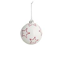 SFERA VETRO WHITE STAR  RED D.100