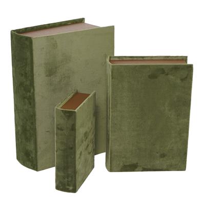 SET 3 LIBRI VELLUTO IN  LEGNO VERDE