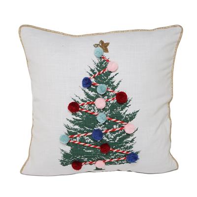 CUSCINO ARREDO COTONE CM.45X45 BIANCO DEC ALBERO