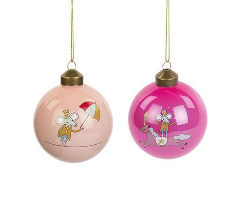 SFERA VETRO CIRCO ROSA CIPRIA DIAM.80 PZ.6 ASS.TE