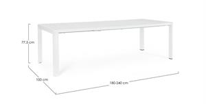 TAVOLO ALLUMINIO KIPLIN 180-240X100 BIANCO