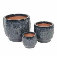 CACHEPOT CERAMICA STRIATO BLU D.36 H.32